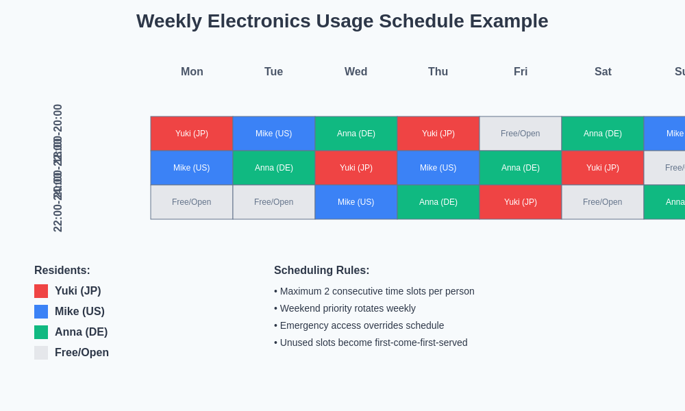 Electronics Usage Schedule Example