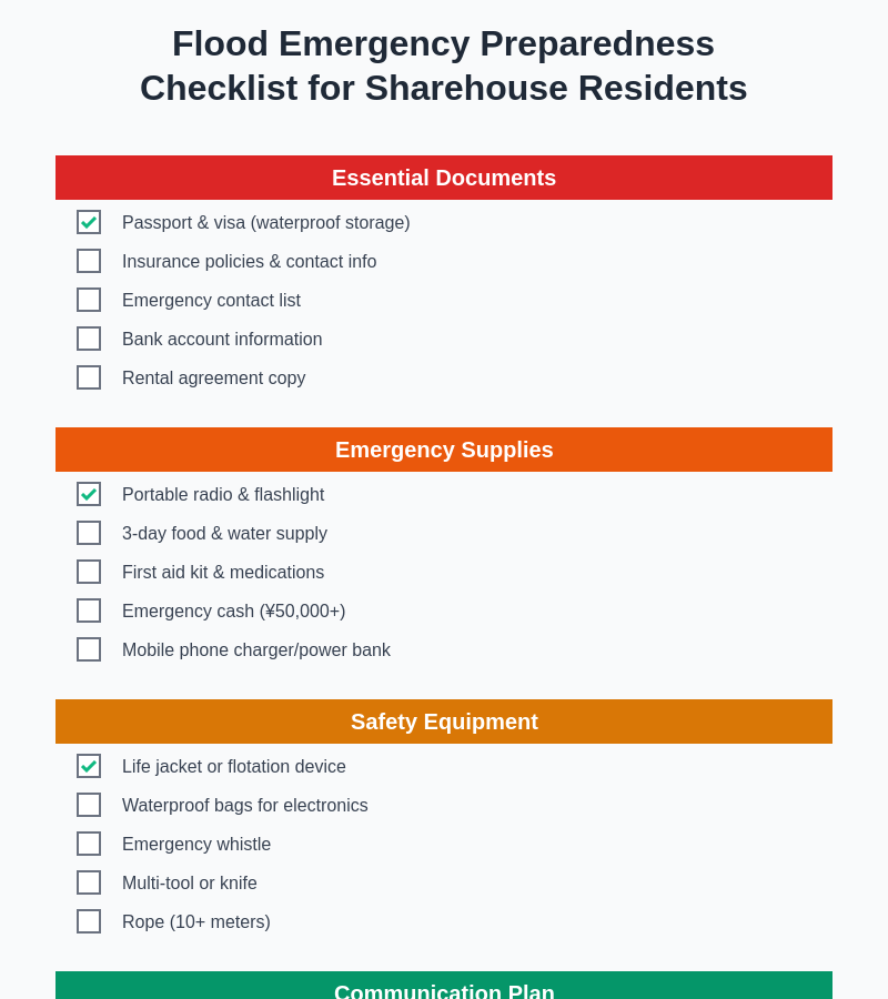 Emergency Preparedness Checklist