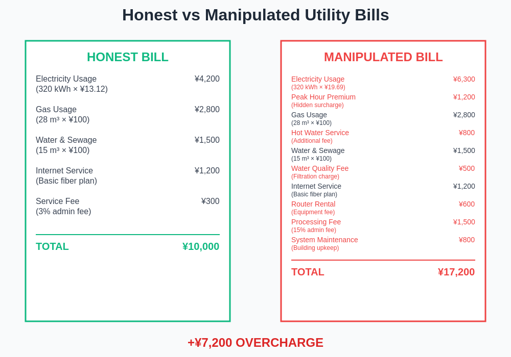 Honest vs Manipulated Bills Comparison