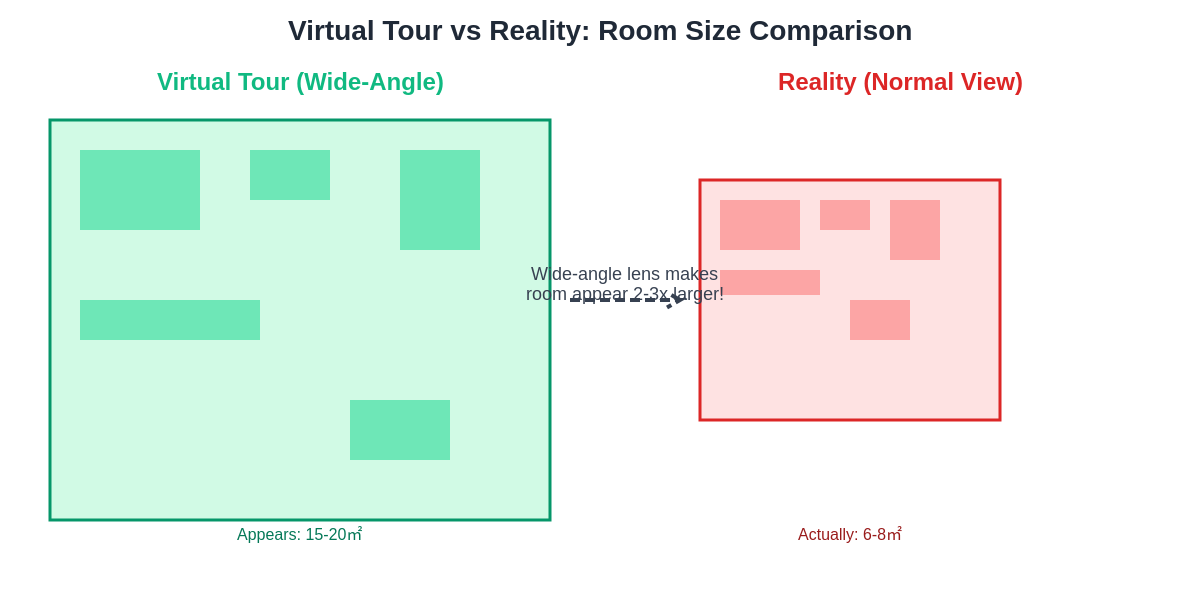 Virtual Tour vs Reality Room Size Comparison
