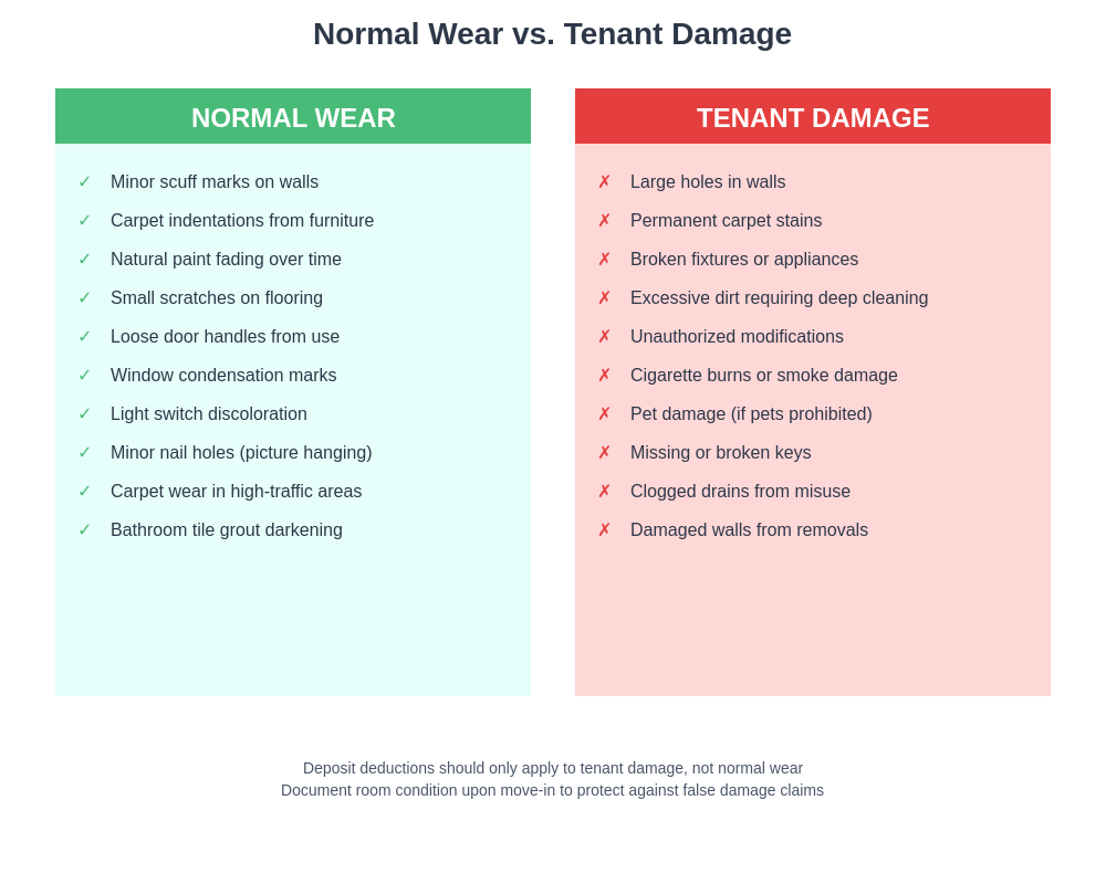 Normal Wear vs Tenant Damage Comparison